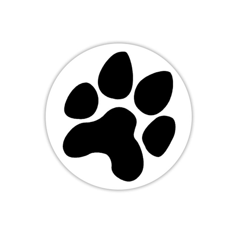 Animal paw print self-inking rubber stamp available in your choice of 4 sizes and 11 ink colors. Refillable with Ideal ink. Orders over $75 ship free!