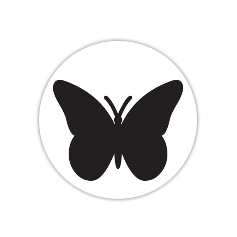 Butterfly with solid fill self-inking rubber stamp available in your choice of 4 sizes & 11 ink colors. Refillable with Ideal ink. Orders over $75 ship free.