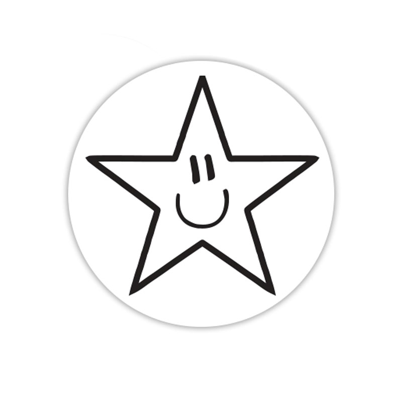 Star sharp point smiley face self-inking rubber stamp available in your choice of 4 sizes and 11 ink colors. Re-ink with Ideal ink. Orders over $75 ship free.