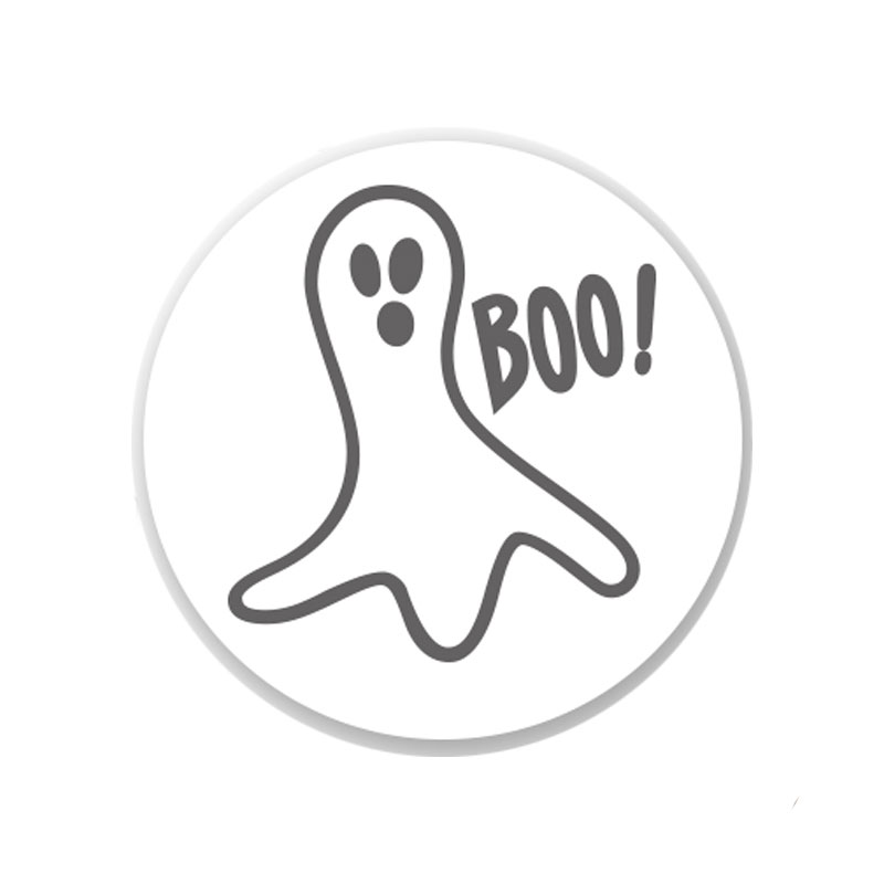 Ghost boo self-inking rubber stamp available in your choice of 4 sizes and 11 ink colors. Clear impression and re-ink w/ Ideal ink. Orders over $100 ship free.