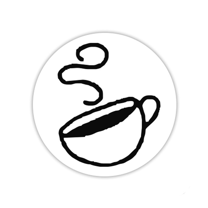 Simple coffee mug with steam clipart self-inking rubber stamp available in your choice of 4 sizes and 11 ink colors. Refillable. Orders over $100 ship free.