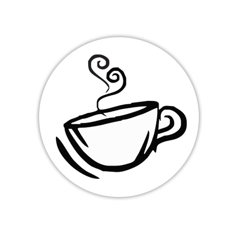 Coffee cup with swirl steam self-inking rubber stamp available in your choice of 4 sizes and 11 ink colors. Re-ink with Ideal ink. Orders over $100 ship free.