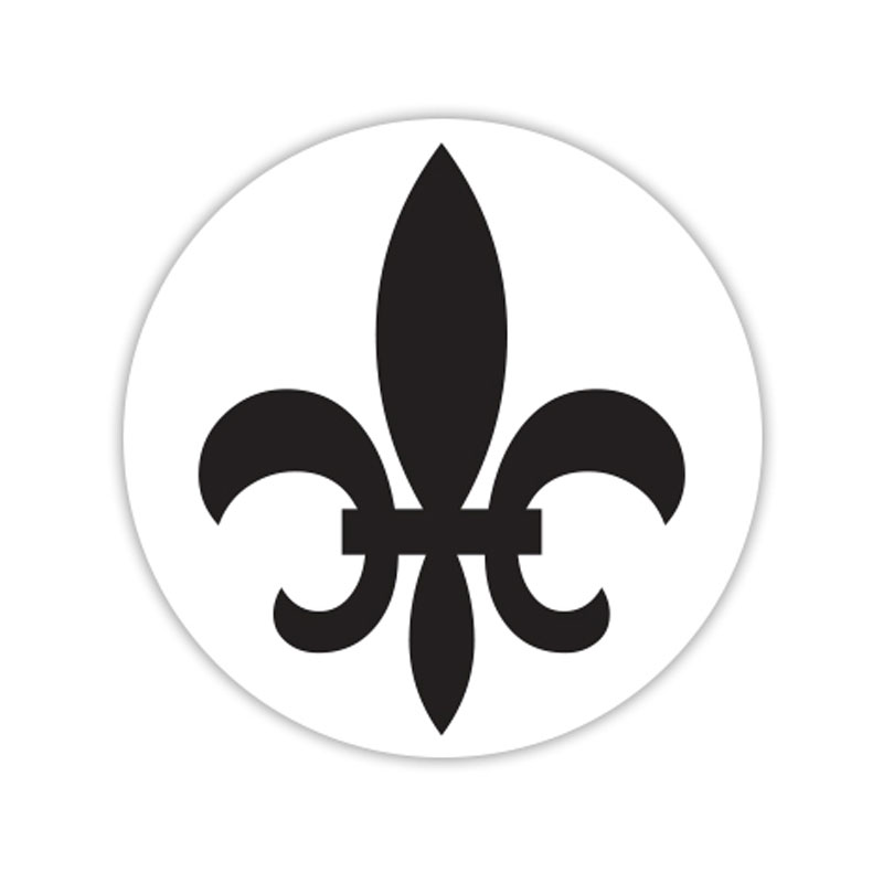 Fleur de Lis self-inking rubber stamp available in your choice of 4 stamp sizes and 11 ink colors. Re-inkable with Ideal ink. Orders over $100 ship free!