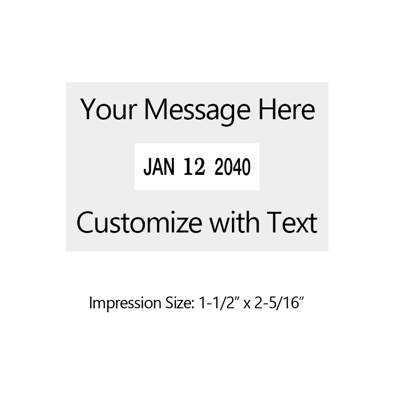 Metal core 1-1/2 x 2-5/16 custom self-inking changeable date stamp suitable for heavy use. 11 ink colors to choose from. Ships free with orders $75 and over!