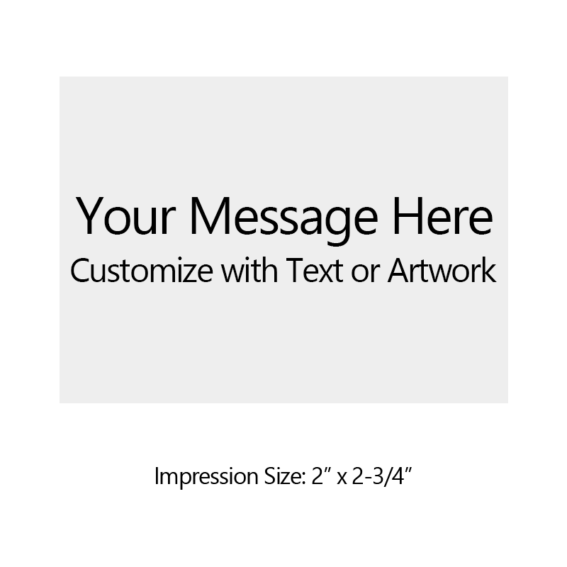 Customize this 2" x 2-3/4" metal self-inking stamp free with 10 lines. Available in 11 ink colors or dry pad option. Ships in 1-2 business days!