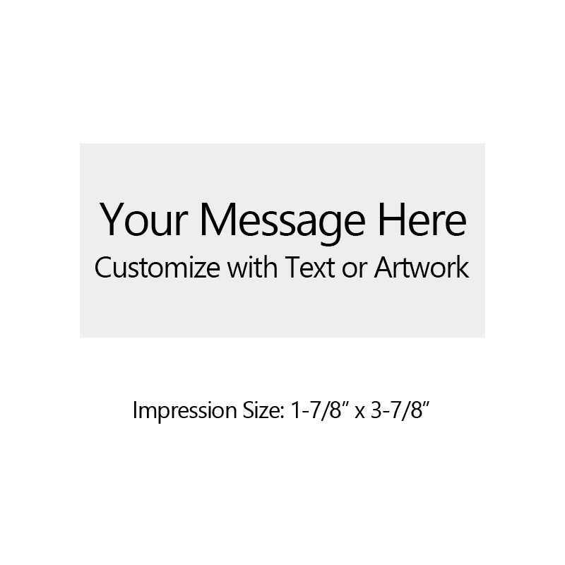 Customize this 1-7/8" x 3-7/8" stamp for free with text or your logo in your choice of 6 vibrant ink colors. Refillable and ships in 1-2 business days.