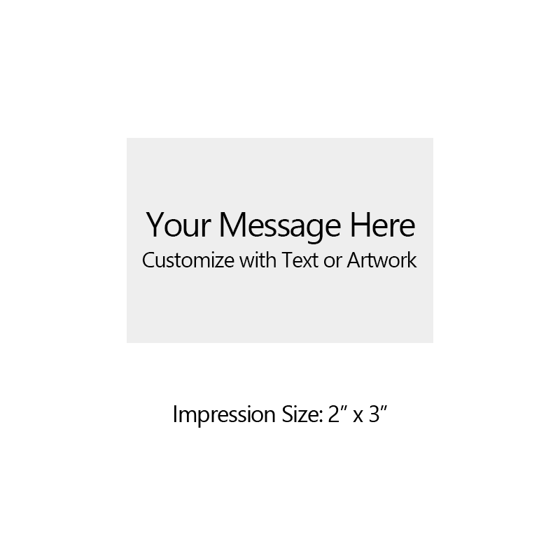 Customize this 2" x 3" stamp for free with text or your logo in your choice of 6 vibrant ink colors. Refillable and ships in 1-2 business days.