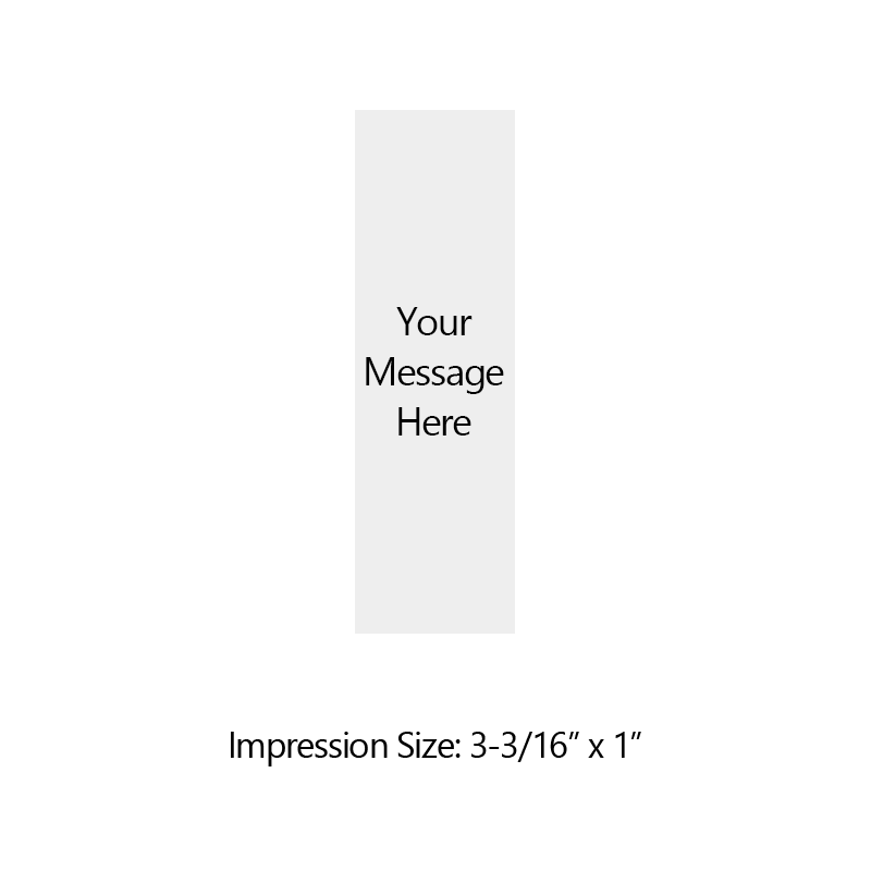 Customize this 3-3/16" x 1" stamp for free with text or your logo in your choice of 6 vibrant ink colors. Refillable and ships in 1-2 business days.