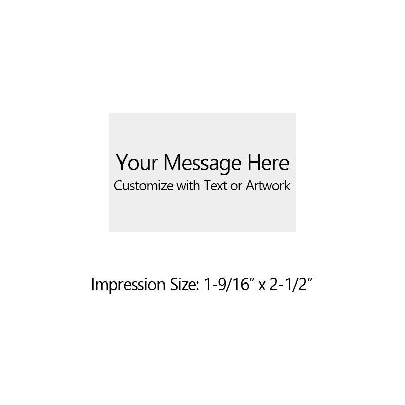 Customize this 1-9/16" x 2-1/2" stamp for free with text or your logo in your choice of 6 vibrant ink colors. Refillable and ships in 1-2 business days.