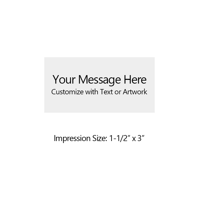 Customize this 1-1/2" x 3" stamp for free with text or your logo in your choice of 6 vibrant ink colors. Refillable and ships in 1-2 business days.