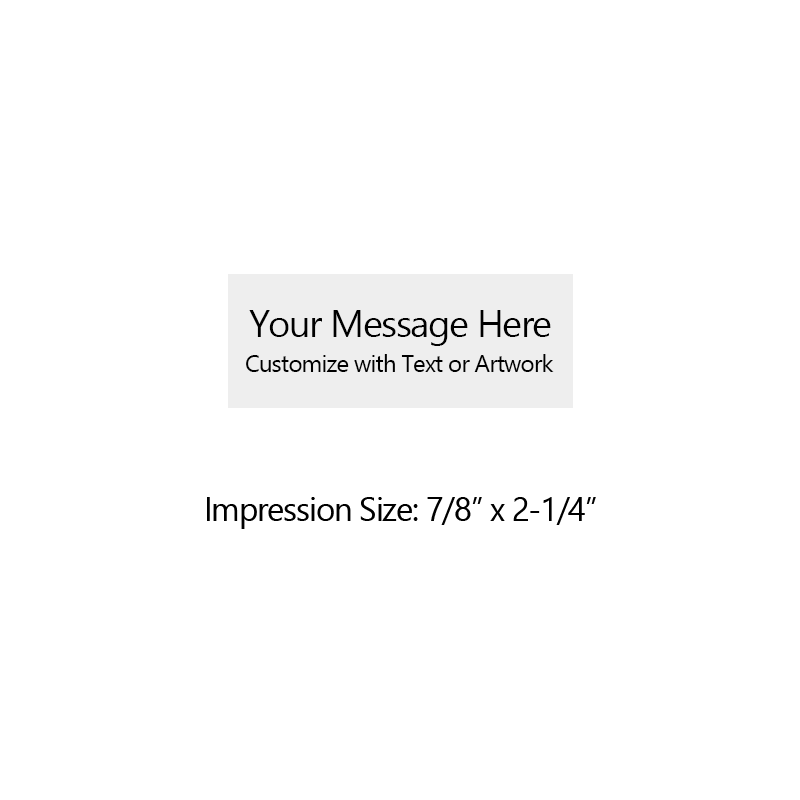 Customize this 7/8" x 2-1/4" pocket stamp for free with text or your logo in your choice of 6 vibrant ink colors. Refillable and ships in 1-2 business days.