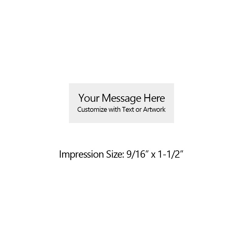 Customize this 9/16" x 1-1/2" stamp for free with text or your logo in your choice of 11 vibrant ink colors. Refillable and ships in 1-2 business days.