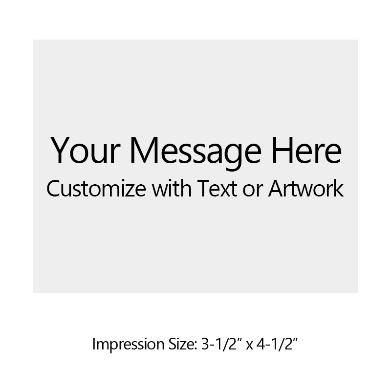 Customize this 3-1/2" x 4-1/2" stamp for free with text or your logo in your choice of 4 quick-dry ink colors. Refillable and ships in 1-2 business days.