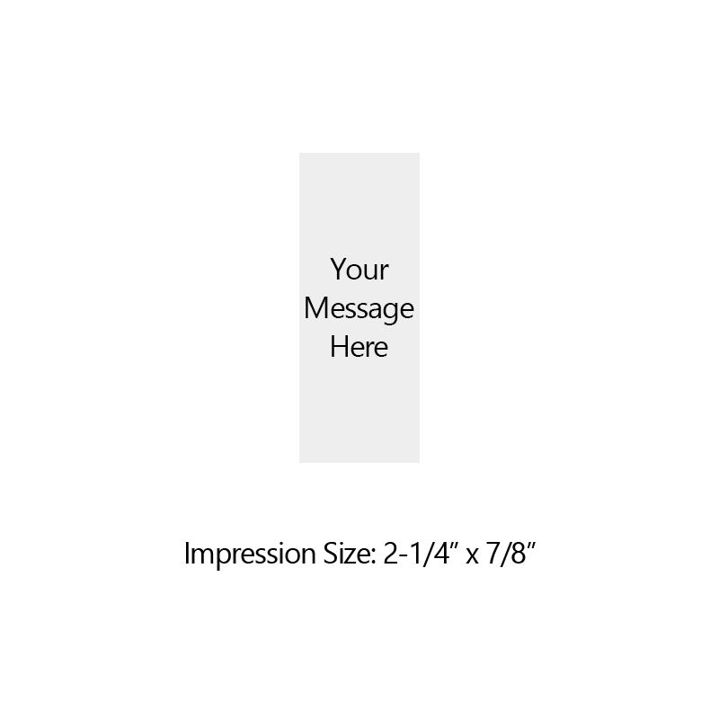 Customize this 2-1/4" x 7/8" stamp for free with text or your logo in your choice of 4 quick-dry ink colors. Refillable and ships in 1-2 business days.