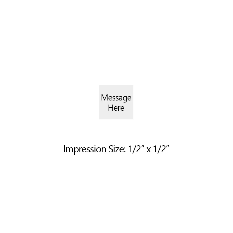 Customize this square 1/2" x 1/2" printer line stamp with text or your logo in your choice of 11 ink colors. Reinkable - Ships in 1-2 business days.