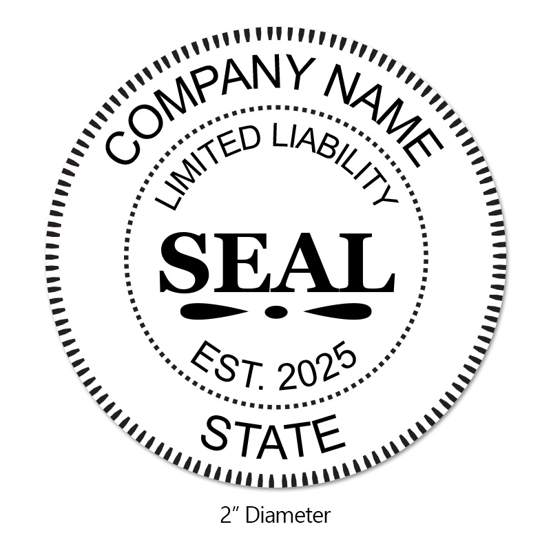 Customize this 2" Limited Liability Round Stamp with your company name, date established, state and choose from 6 mounts. Orders over $75 ship free!