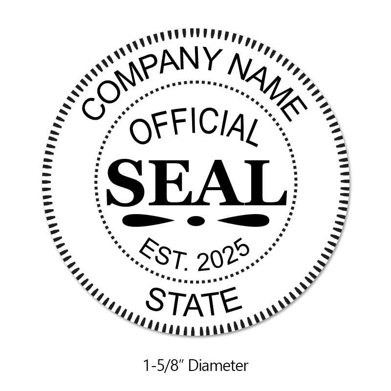 Customize this Official Round Stamp with your company name, date established, and state of business and choose from 6 mounts. Orders over $75 ship free!