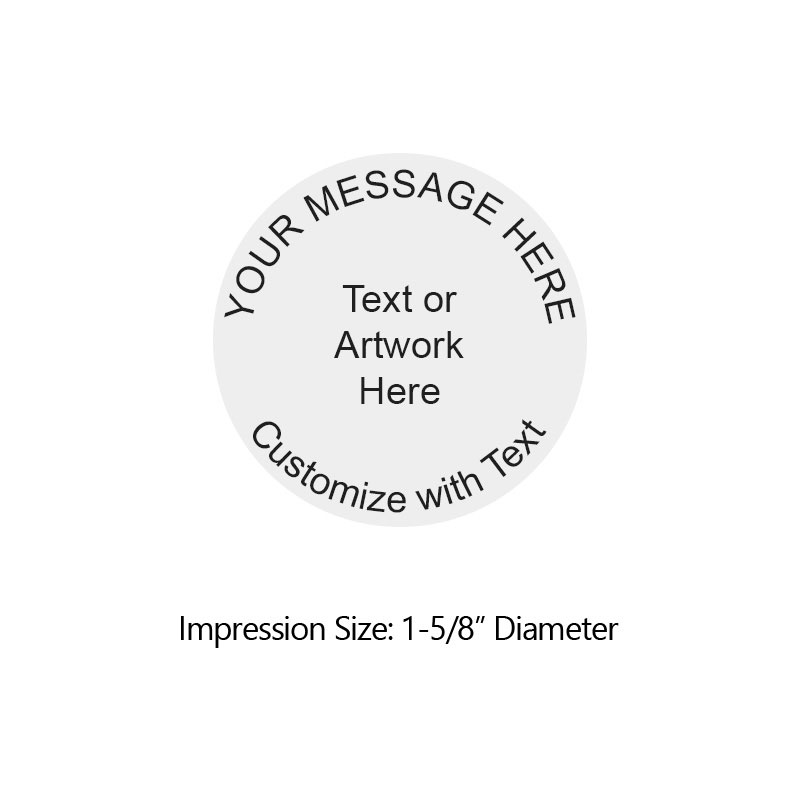 Customize this 1-5/8" round stamp with 5 lines of text or artwork! Use with a separate ink pad. Used for logos/general messages. Ships in 1-2 business days.