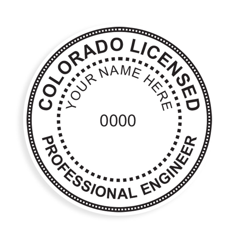 This professional engineer stamp for the state of Colorado adheres to state regulations and provides top quality impressions. Orders over $75 ship free!