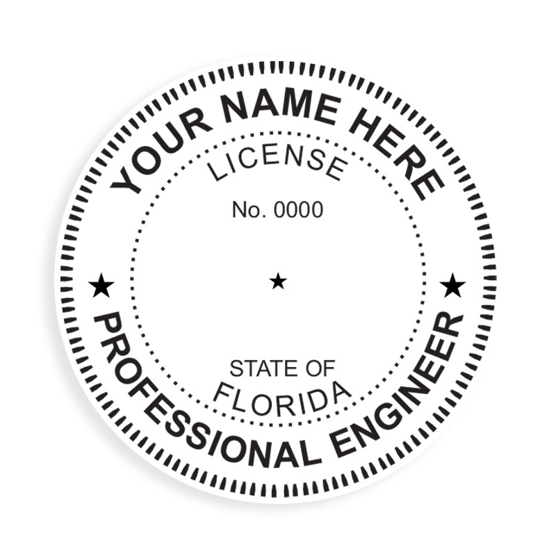 This professional engineer stamp for the state of Florida adheres to state regulations and provides top quality impressions. Orders over $75 ship free!