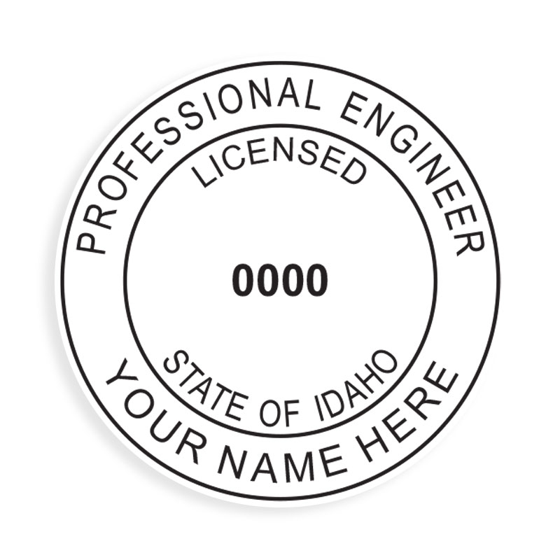 This professional engineer stamp for the state of Idaho adheres to state regulations and provides top quality impressions. Orders over $75 ship free!