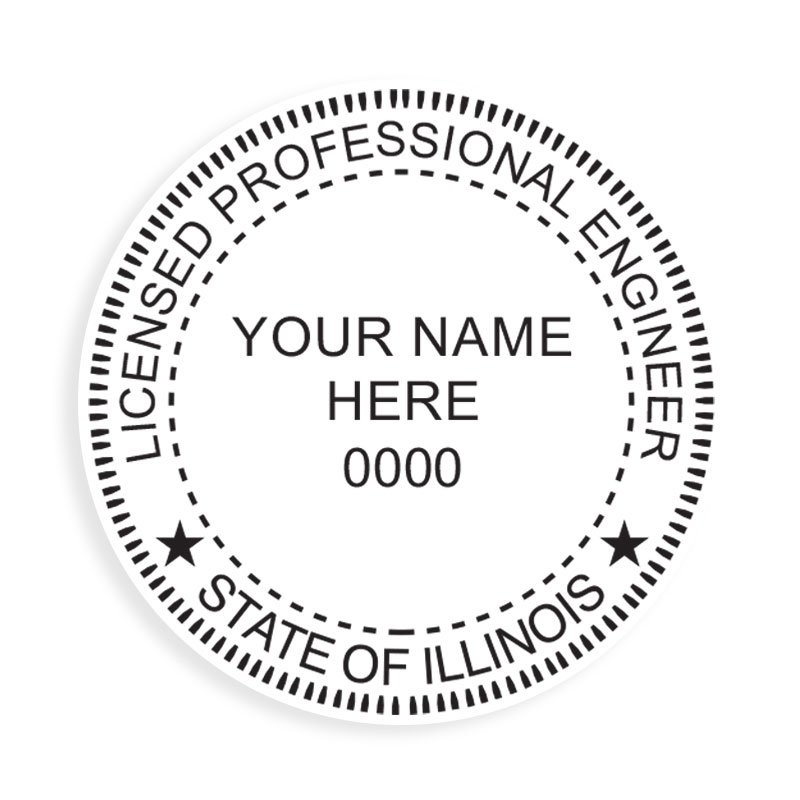 This professional engineer stamp for the state of Illinois adheres to state regulations and provides top quality impressions. Orders over $75 ship free!