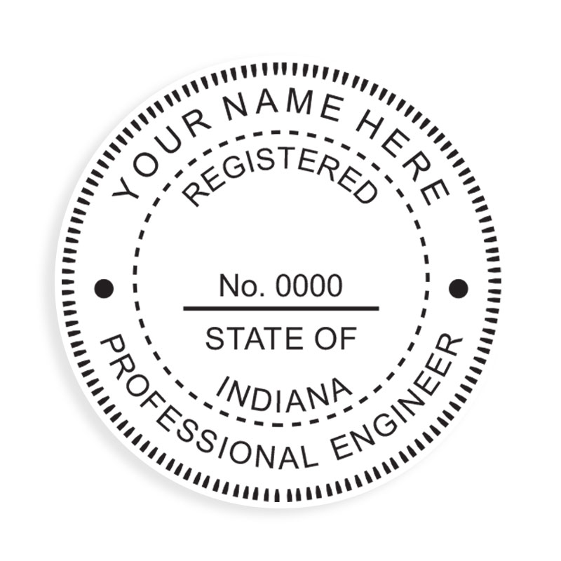 This professional engineer stamp for the state of Indiana adheres to state regulations and provides top quality impressions. Orders over $75 ship free!