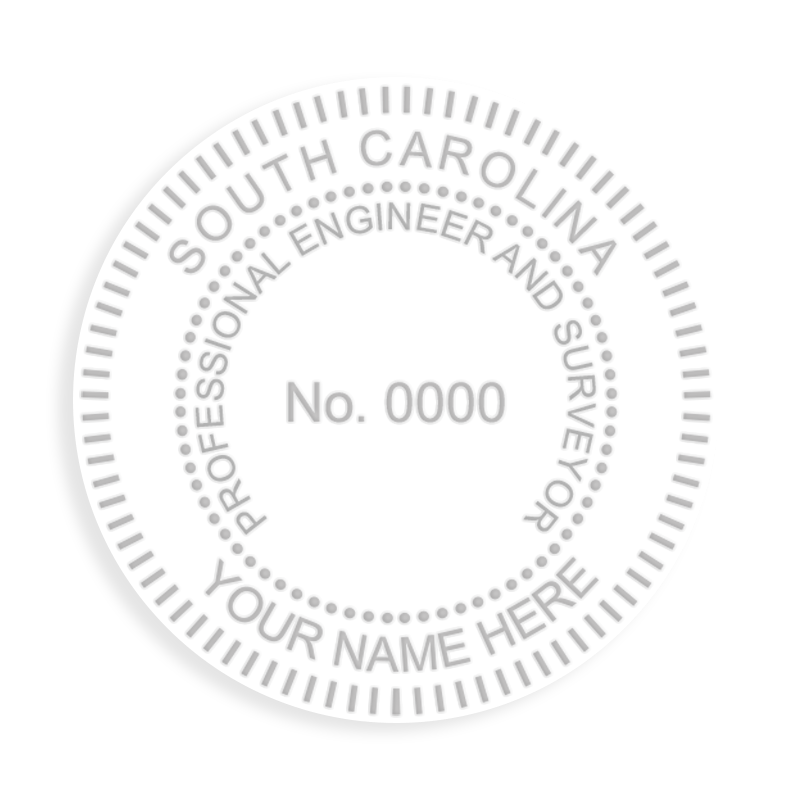 This professional engineer & surveyor embosser for the state of South Carolina adheres to state regulations and provides top quality impressions.