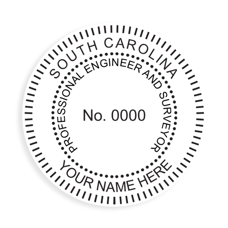 This professional engineer & surveyor stamp for the state of South Carolina adheres to state regulations and provides top quality impressions.