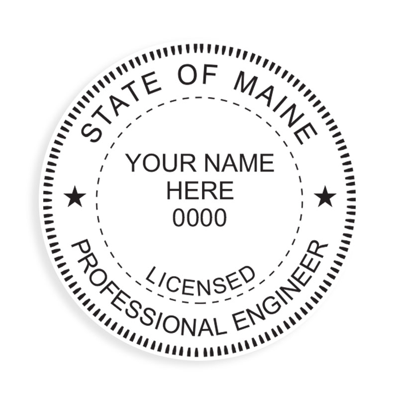 This professional engineer stamp for the state of Maine adheres to state regulations and provides top quality impressions. Orders over $75 ship free!