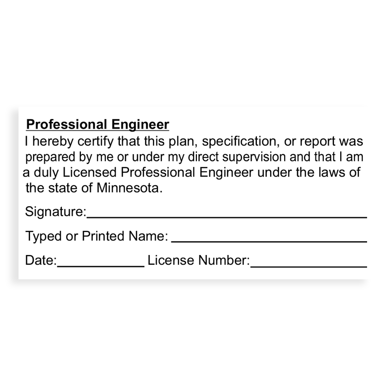 This professional engineer certification stamp for the state of Minnesota adheres to state regulations & provides top quality impressions.