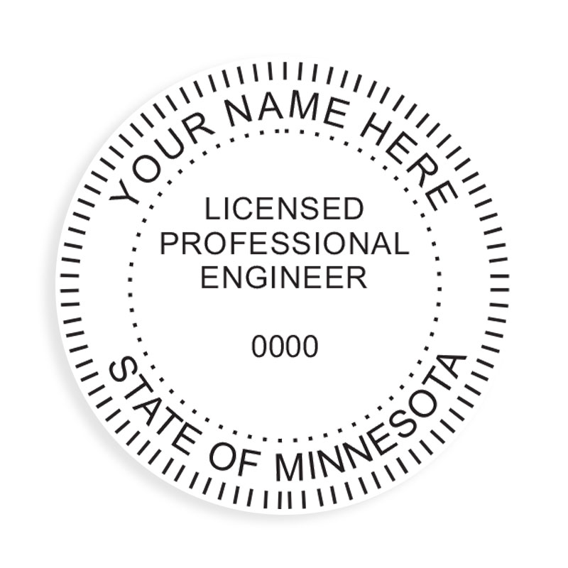 This professional engineer stamp for the state of Minnesota adheres to state regulations and provides top quality impressions. Orders over $100 ship free!