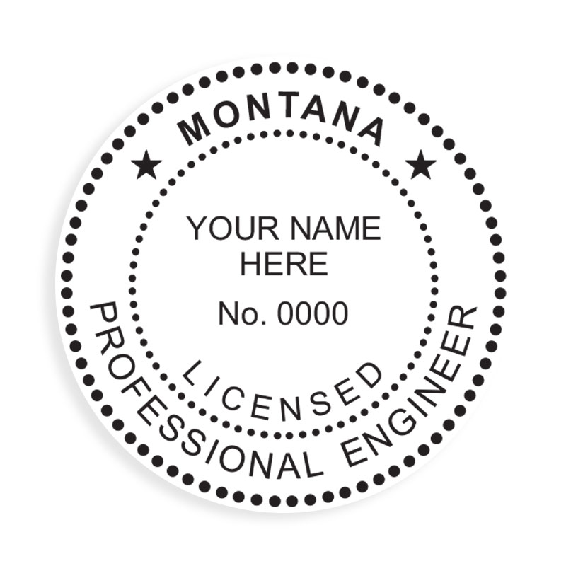 This professional engineer stamp for the state of Montana adheres to state regulations and provides top quality impressions. Orders over $75 ship free!