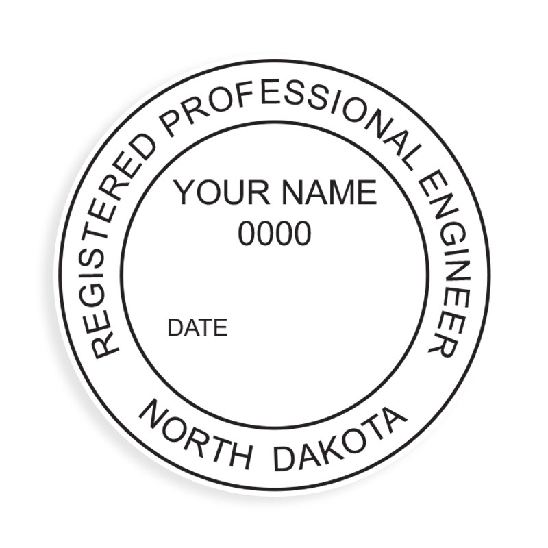 This professional engineer stamp for the state of North Dakota adheres to state regulations and provides top quality impressions. Orders over $75 ship free!