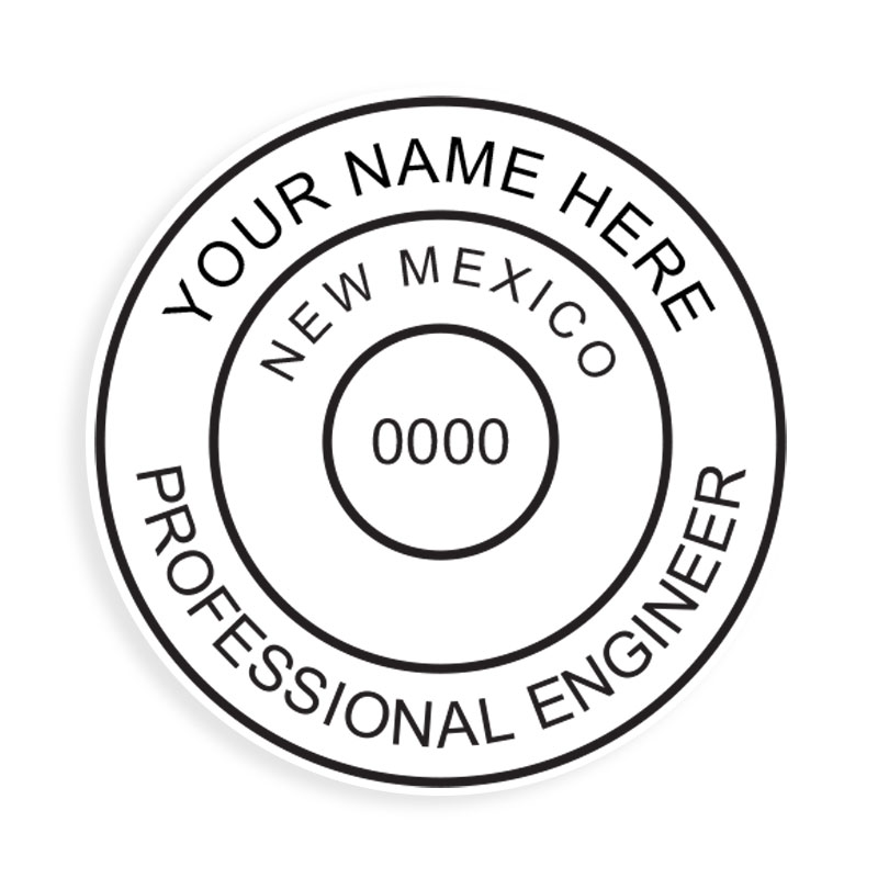 This professional engineer stamp for the state of New Mexico adheres to state regulations and provides top quality impressions. Orders over $75 ship free!