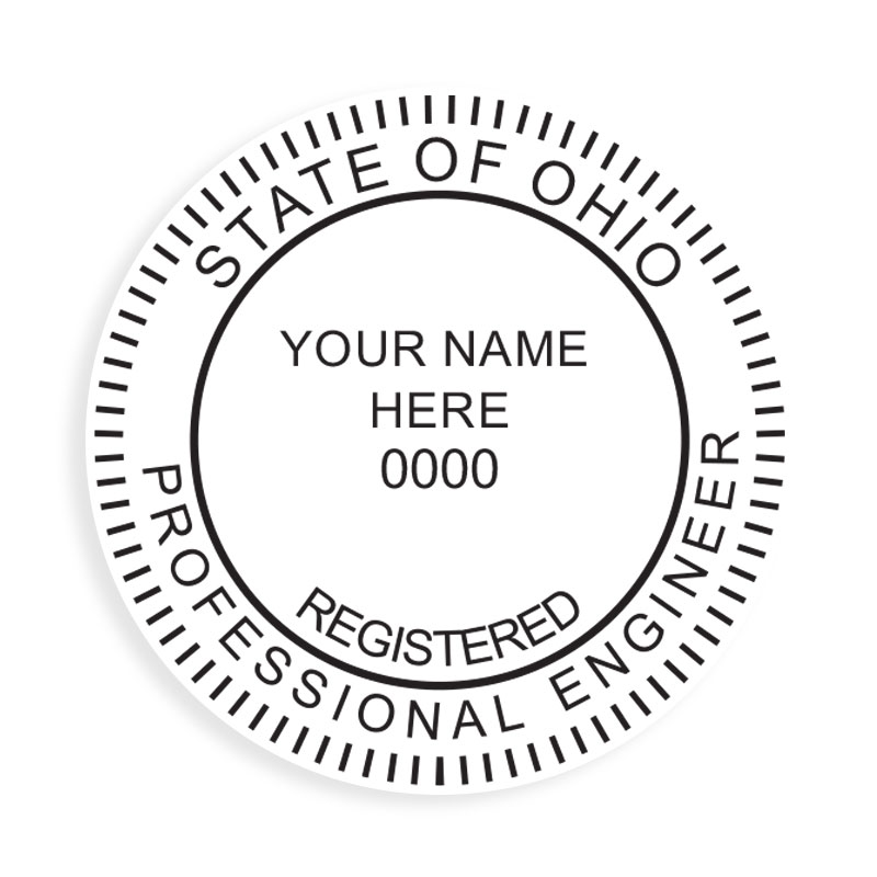 This professional engineer stamp for the state of Ohio adheres to state regulations and provides top quality impressions. Orders over $100 ship free!