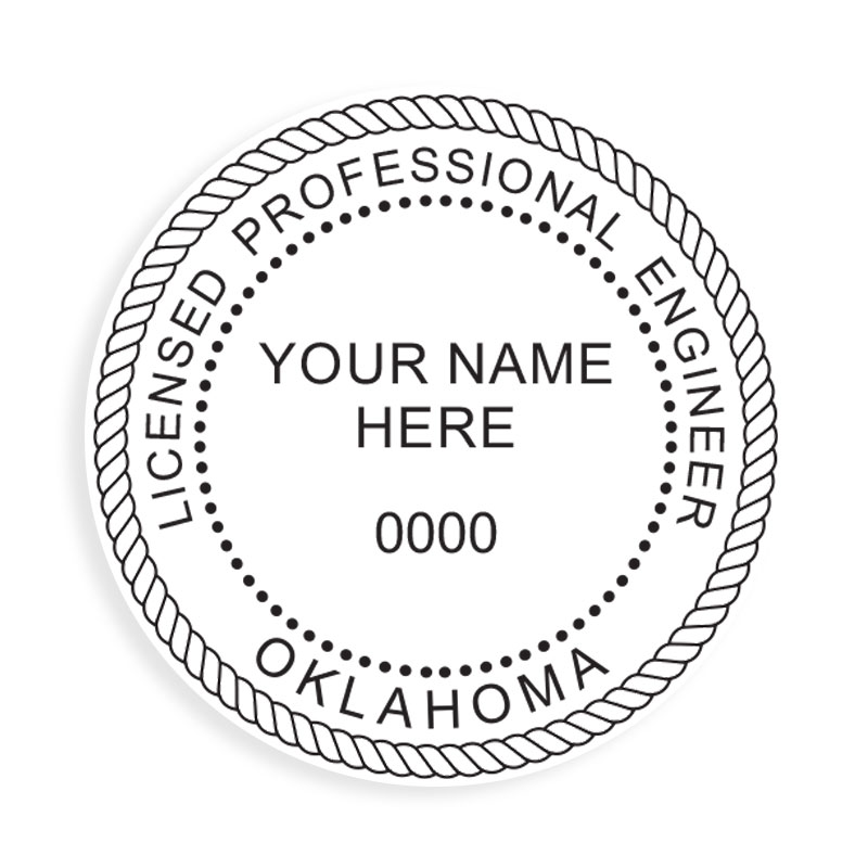 This professional engineer stamp for the state of Oklahoma adheres to state regulations and provides top quality impressions. Orders over $75 ship free!