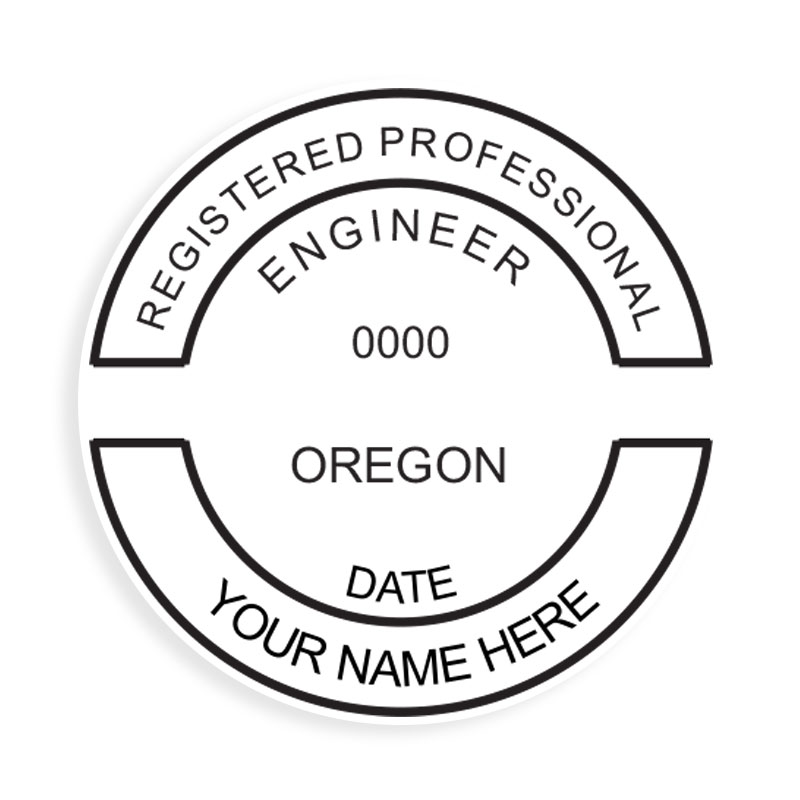 This professional engineer stamp for the state of Oregon adheres to state regulations and provides top quality impressions. Orders over $75 ship free!