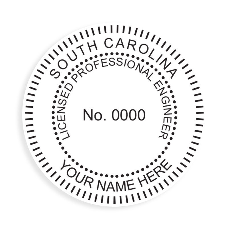 This professional engineer stamp for the state of South Carolina adheres to state regulations and provides top quality impressions. Orders over $75 ship free!