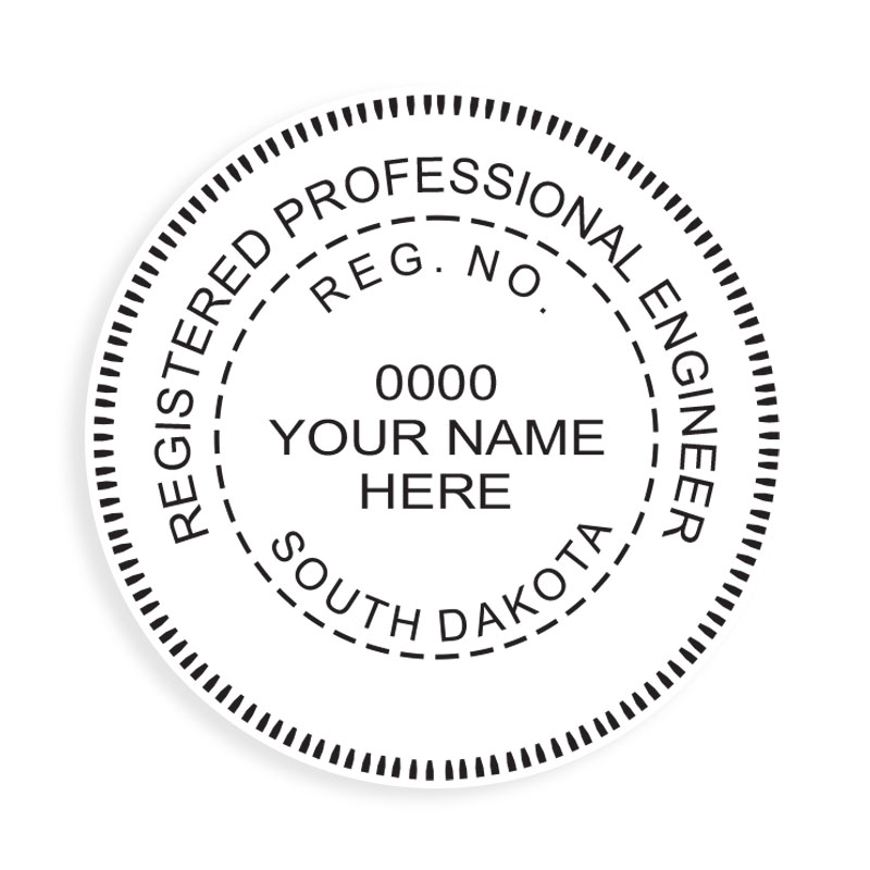 This professional engineer stamp for the state of South Dakota adheres to state regulations and provides top quality impressions. Orders over $100 ship free!