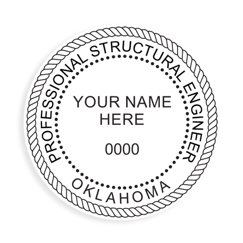 This professional structural engineer stamp for the state of Oklahoma adheres to state regulations & provides top quality impressions. Orders over $100 ship free!