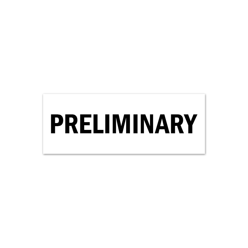 Our high quality Preliminary stamp is available in your choice of 3 mount options & ink color. Ideal for use on construction plans and documents. Ships fast!