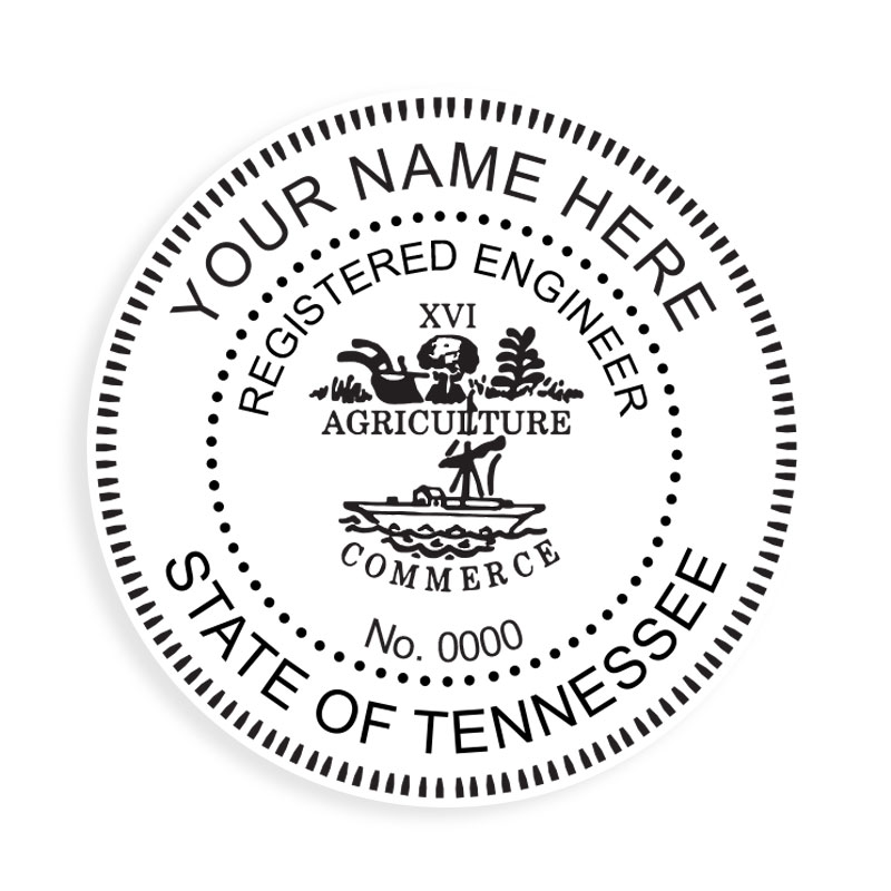 This professional engineer stamp for the state of Tennessee adheres to state regulations and provides top quality impressions. Orders over $75 ship free!