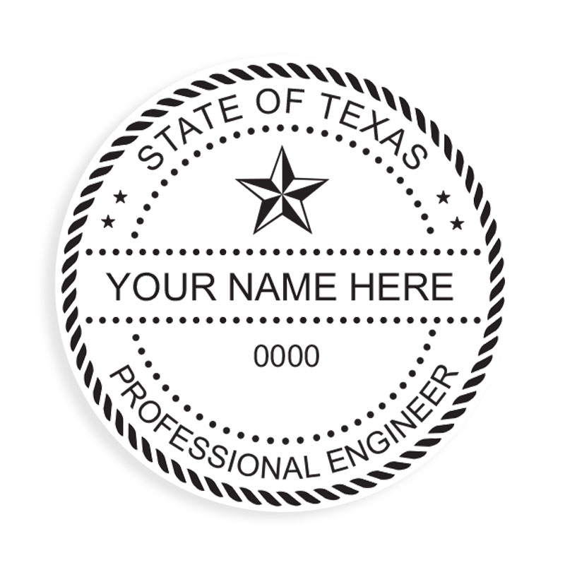 This professional engineer stamp for the state of Texas adheres to state regulations and provides top quality impressions. Orders over $75 ship free!