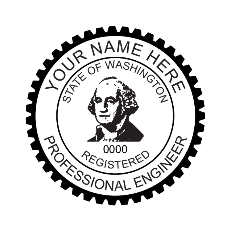 This professional engineer stamp for the state of Washington adheres to state regulations and provides top quality impressions. Orders over $75 ship free!