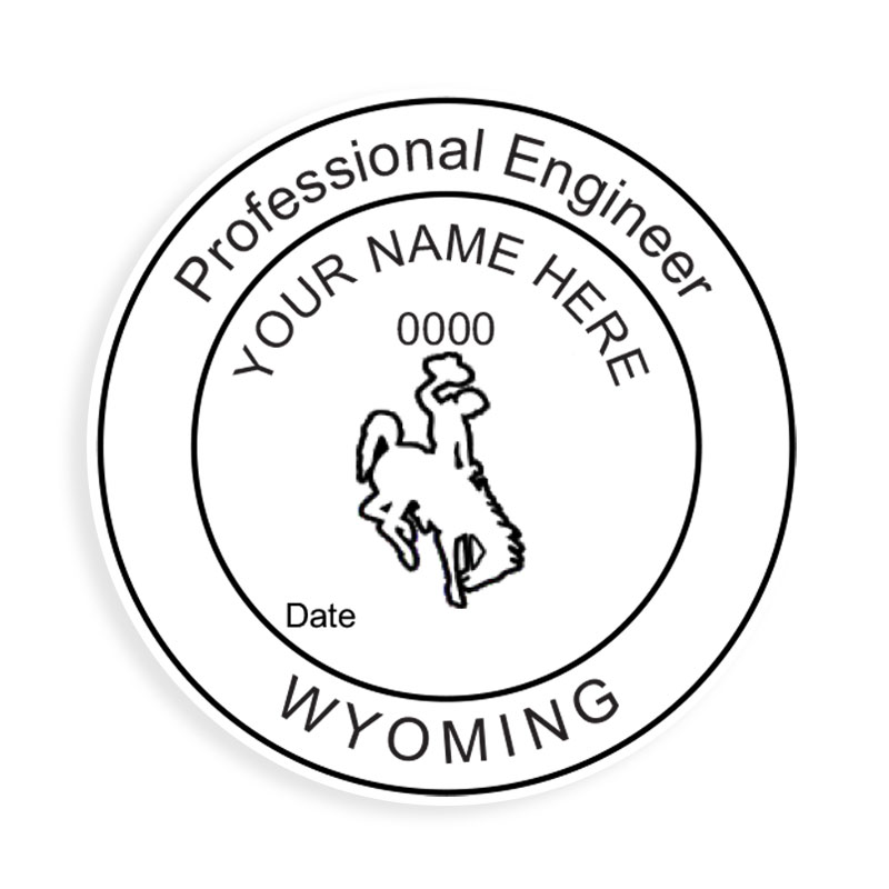 This professional engineer stamp for the state of Wyoming adheres to state regulations and provides top quality impressions. Orders over $100 ship free!