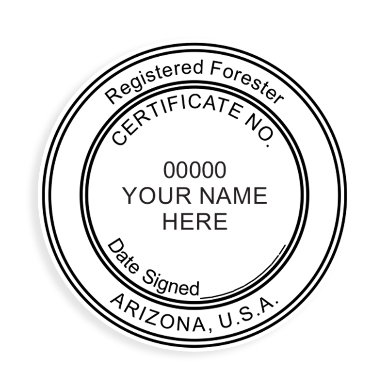 This professional forester stamp for the state of Arizona adheres to state regulations and provides top quality impressions. Orders over $100 ship free.