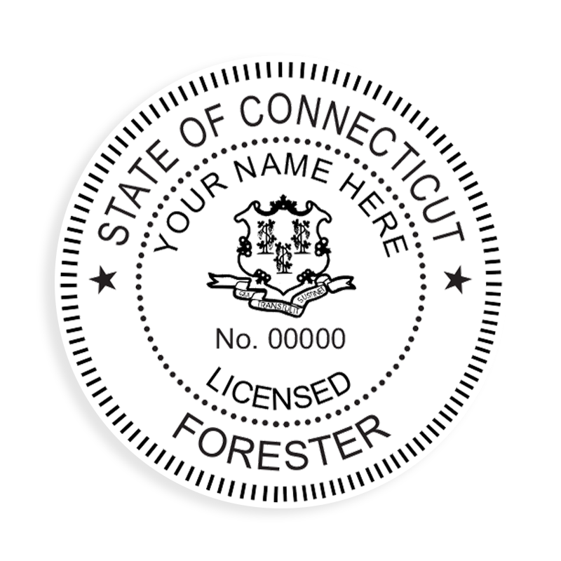 This professional forester stamp for the state of Connecticut adheres to state regulations and provides top quality impressions. Orders over $100 ship free.