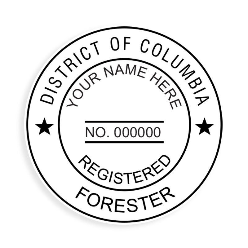 This professional forester stamp for the state of District of Columbia adheres to state regulations and provides top quality impressions.