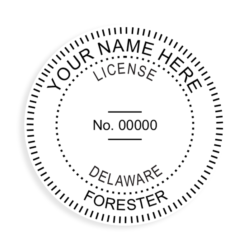 This professional forester stamp for the state of Delaware adheres to state regulations and provides top quality impressions. Orders over $100 ship free.